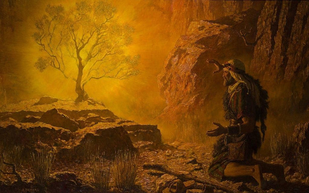 'Moses and the Burning Bush,' by Arnold Friberg. (via YouTube)