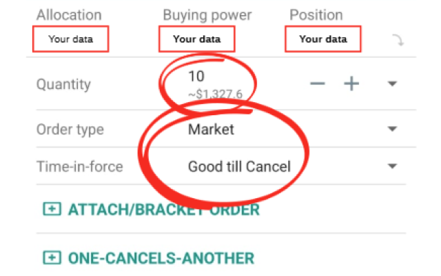 VUAA buy screen. IBKR