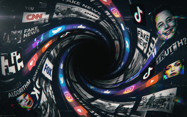 The algorithmic vortex where truth becomes indistinguishable from fabrication. (AI illustration: Nano Banna Pro, 2026)
