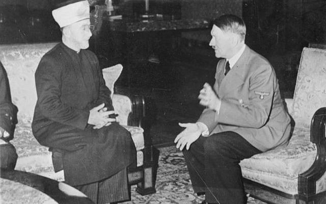 Haj Amin al-Husseini meeting Adolf Hitler in Berlin, 1941. Bundesarchiv, Bild 146-1987-004-09A (via Wikimedia Commons)