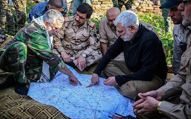 Iraq's PMF commander Hadi Al-Amiri (left) and Iran's decesed Qasem Soleiemani Commander of the Quds Force IRGC.
Fars Media Corporation, CC BY 4.0 , via Wikimedia Commons.
