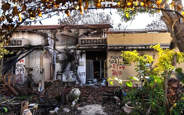 The remains of the destruction Hamas terrorists caused at Kibbutz Be'eri near the Israeli-Gaza border, as seen on January 4, 2024. (Chaim Goldberg/Flash90)