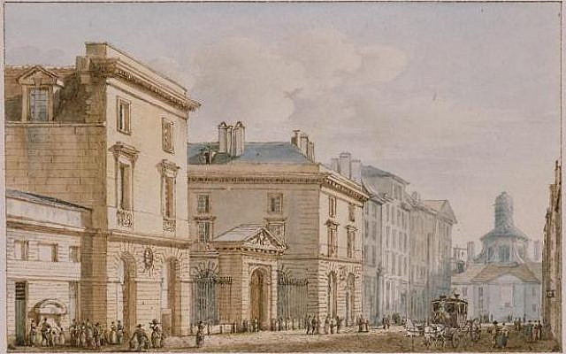 View of the Imperial College of France, established by Francis I in 1530 for the teaching of Greek, Latin, and Hebrew, philosophy, rhetoric, medicine, etc., and restored during the reign of Louis XV by M. Chalgrin, architect; it is located on Place de Cambray, Paris. Circa 1810.

Watercolor – 0.670 m × 0.117 m.
Malmaison, Château de Malmaison and Bois-Préau.

Gift of Mr. and Mrs. John Jaffé, 1933 – Inv. no. MM.40.47.9043.25.

(Wikipedia CC BY 4.0)