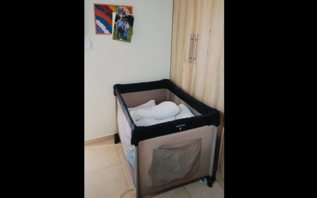 The portacrib in my mamad, soon to be disassembled. (Courtesy)