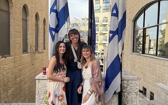 The author (middle) alongside two Taglit-Birthright Israel Participants in Jerusalem in March 2024 before a festive Shabbat