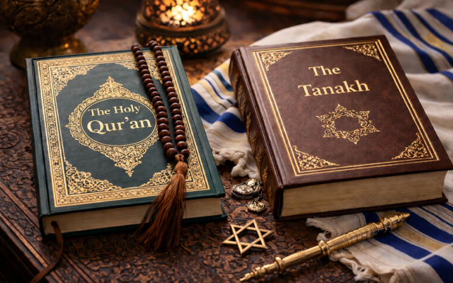 The Holy Qur’an and the Tanakh placed side by side. (AI-generated)