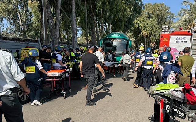 MDA emergency medical teams respond to a terror attack in Israel involving multiple casualties. (Courtesy of Magen David Adom)
