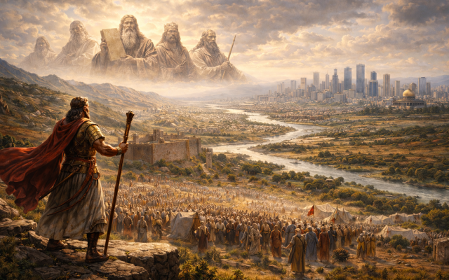 AI image of Joshua overlooking time and unity