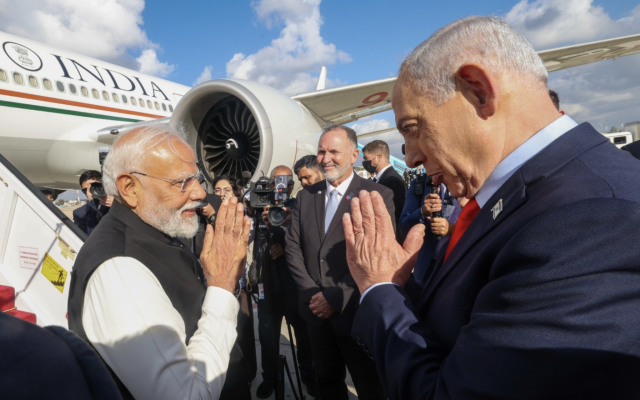Narendra Modi meets with Benjamin Netanyahu. Source: Office of PM Modi.