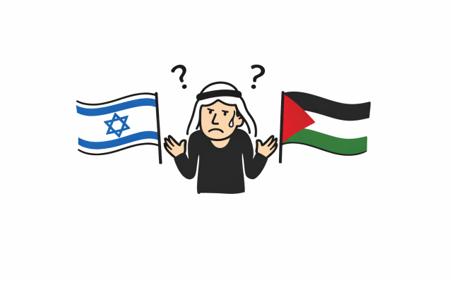 Trapped between two flags, Arab Israelis walk a tightrope of belonging. One flag represents the state that governs their lives; the other, the nation of their heritage. They are neither fully embraced by Israel’s Jewish majority nor wholly trusted by Palestinians across the Green Line. Identity becomes not a place of comfort, but a site of daily negotiation. (AI-generated)