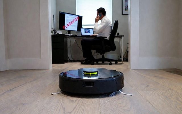 Smart vacuum recording classified's documents and recording secured phone call (Created with AI)