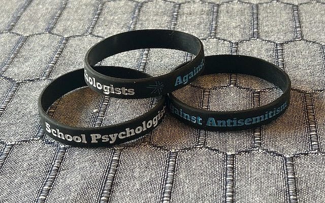 Bracelets provided by AEN/Faculty Against Antisemitism Movement (photo taken by David Shriberg)