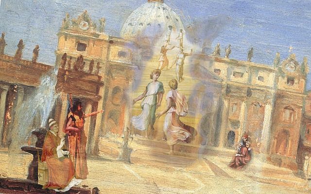 Ladder of Souls; image composed, colorized and modified by the author, all layers obtained from Wikimedia Commons with base layer, Vatican, St. Peter’s Basilica, by Farroukh, all in the public domain.
