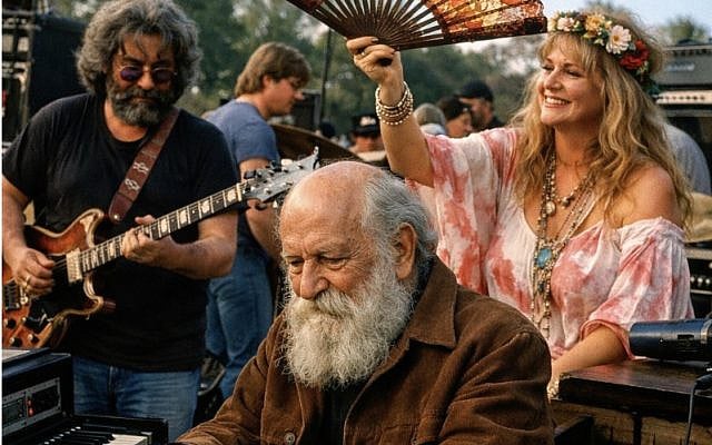 Martin Buber playing with Jerry Garcia and The Grateful Dead. Image created by sstern.