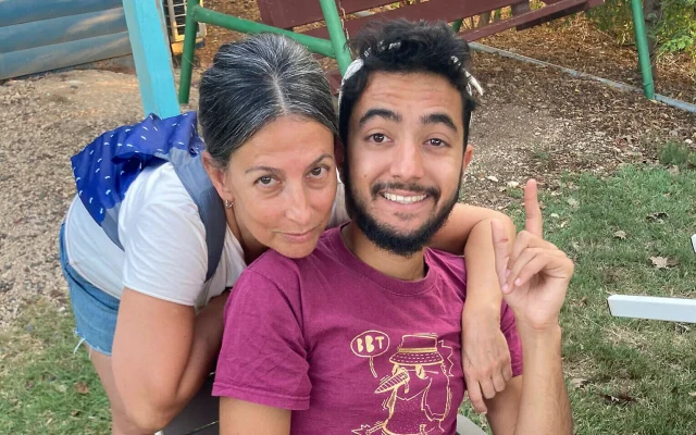 This undated photo provided by Rachel Goldberg-Polin shows her with her son Hersh Goldberg-Polin. (Courtesy of Rachel Goldberg-Polin via AP)