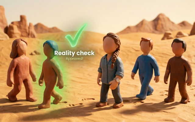 Reality Check in Unrecognized Desert Space (Gemini generated image)