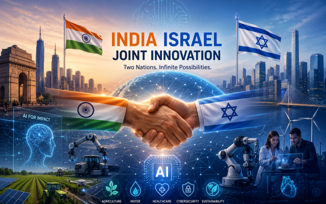 India-Israel Joint Innovation. AI Image. (Credit: ChatGPT)