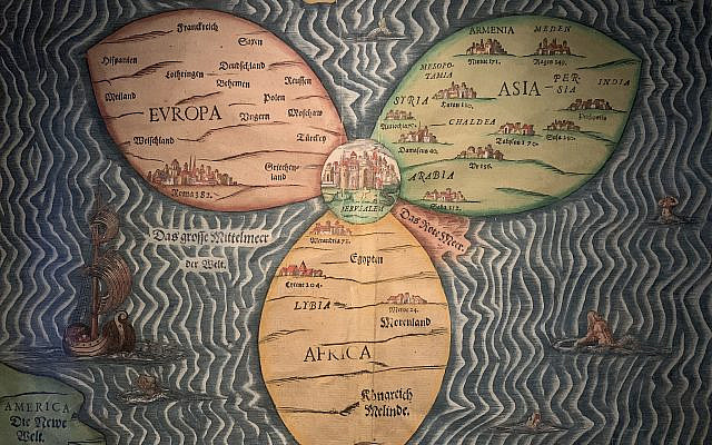 Jerusalem imagined as the Center of the World. Bunting Map, Hanover, Germany1581 photo: Uri Goldflam