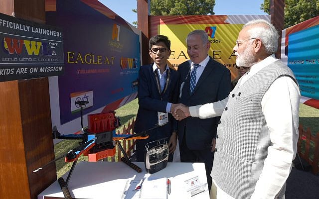 The Prime Minister, Shri Narendra Modi and the Prime Minister of Israel, Mr. Benjamin Netanyahu visiting the Startup Exhibition and interacting with innovators and Startup CEOs at iCreate Center, at Deo Dholera Village, in Ahmedabad, Gujarat on January 17, 2018. Photo Credit: PIB on behalf of Prime Minister's Office, Government of India.
