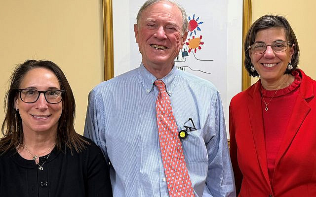 Senator Chris West -- author of key bill that will protect faith-based organizations -- surrounded by Liz Glass and Jennifer Laszlo Mizrahi of the Jewish Federation of Annapolis & the Chesapeake. Photo courtesy of West staff.