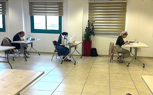 Female candidates take a rabbinical test administered by the Chief Rabbinate at the Religious Services Ministry in Jerusalem on April 27, 2026. (Chief Rabbinate)