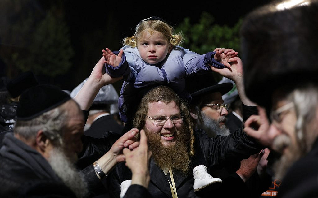 The lighting of the bonfire, during Lag Baomer celebrations, in Meron, Northern Israel, on May 4, 2026. (David Cohen/Flash90)