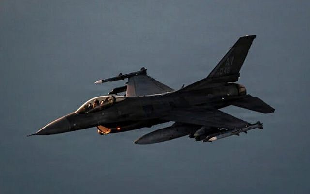 A U.S. Air Force F-16 Fighting Falcon aircraft pulls away from a KC-135 Stratotanker aircraft in the US Central Command area of responsibility May 21, 2026. (US Air Force/ Adriana Jordan-Alcaniz)