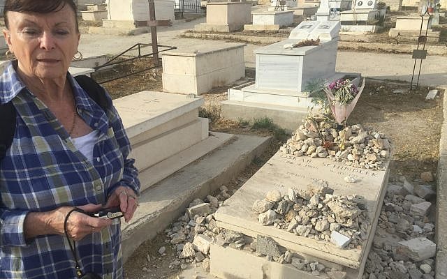 My mom beside Oskar Schindler's grave in Jerusalem, Zion Gate, 2016 Karin Kloosterman, Green Prophet