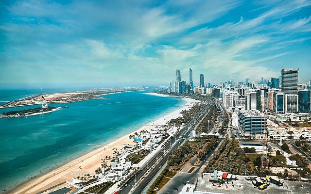 aerial image capturing the modern skyline and beautiful coastline of Abu Dhabi as from the website Pexels