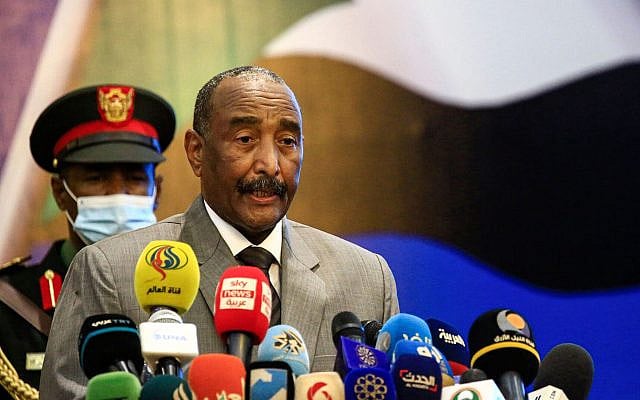 Sudan's Sovereign Council chief General Abdel Fattah al-Burhan speaks during the opening session of the First National Economic Conference in the capital Khartoum on September 26, 2020.