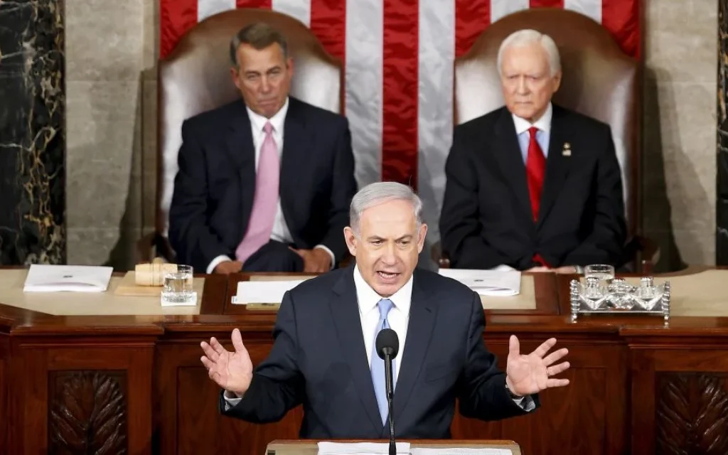 Prime Minister Benjamin Netanyahu speaks before a joint meeting of Congress on Capitol Hill in Washington, Tuesday, March 3, 2015 (AP Photo/Andrew Harnik)