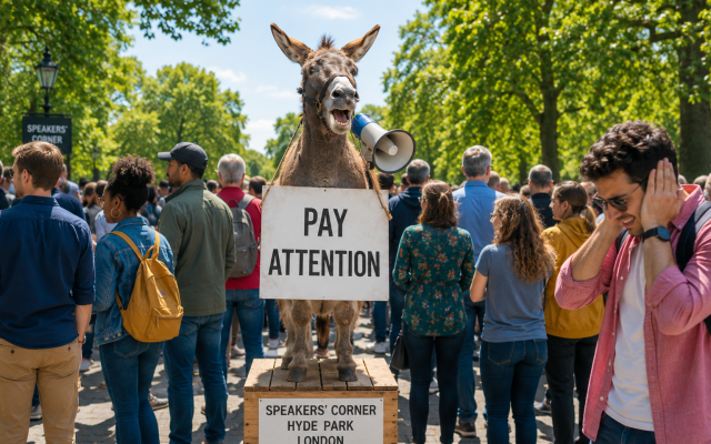The donkey spoke. Nobody listened.
(AI-generated picture)