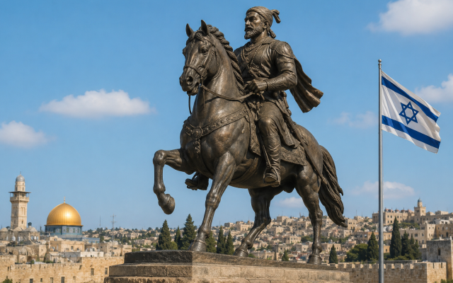 Chhatrapati Shivaji Maharaj (1630–1680) in Israel. AI Illustration (Credit: ChatGPT)