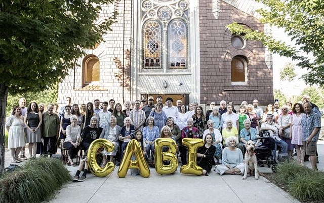 Congregation in front of the CABI synagogue Source: (Julie Shaw, CABI, Boise Idaho)