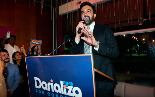 New York City Mayor Zohran Mamdani speaks to supporters of Democratic congressional candidate Darializa Avila Chevalier during an election night watch party, in New York City, June 23, 2026. (AP Photo/Seth Wenig)