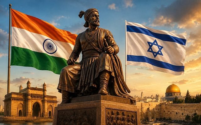 Conceptual illustration: Chhatrapati Shivaji Maharaj's legacy serves as a cultural bridge between India and Israel, highlighting centuries of historical connections and mutual respect. Image: AI-generated (free for commercial use).