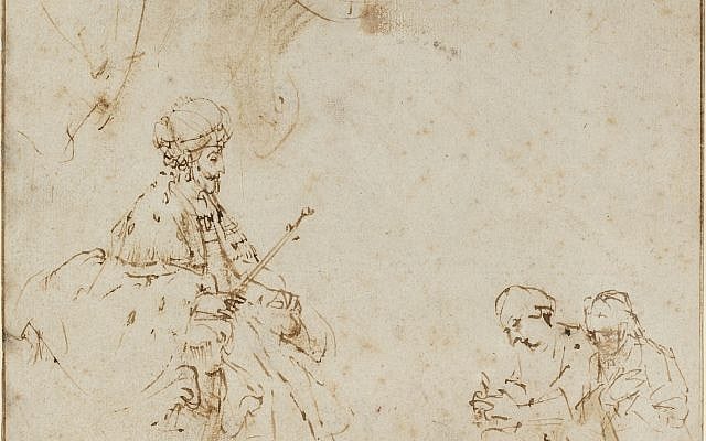 Esther before Ahasuerus by Rembrandt van Rijn. Public domain image via Wikimedia Commons.