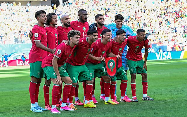Players of Morocco pose for the photo during the FIFA World Cup 2026 Group C match between Brazil and Morocco at New York New Jersey Stadium on June 13, 2026 in East Rutherford, New Jersey. YantsImages / Wikimedia Commons
