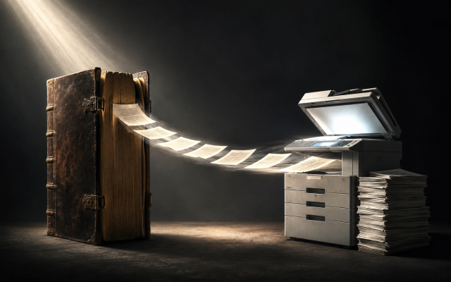 Reading Culture Before Copyright: In Defense of the Photocopy. An AI Illustration. (Credit: ChatGPT)
