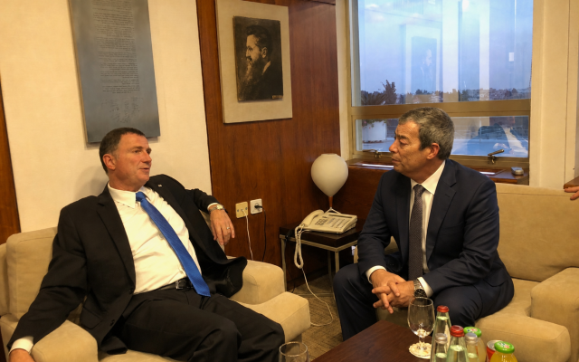 The author, right, with Speaker of the Knesset Yuli Edelstein in November 2017. (Courtesy) The author, right, with Speaker of the Knesset Yuli Edelstein in November 2017. (Courtesy)