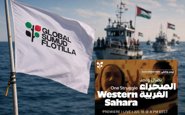 On July 14, the Global Sumud Flotilla announced that it would release a 14-minute documentary titled “One Struggle: Western Sahara” on July 16. (AI-generated using content from Wikimedia Commons).
