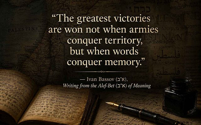 “The greatest victories are won not when armies conquer territory, but when words conquer memory.” — Ivan Bassov (א״ב), Writing from the Alef-Bet (א״ב) of Meaning. Image © Ivan Bassov, 2026. Licensed under CC BY 4.0.
