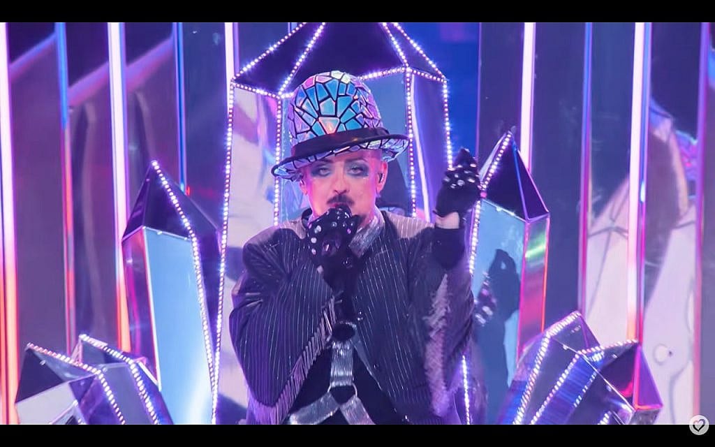 Boy George performs with Italian Senhit, representing San Marion in the first semi-final of Eurovision 2026. (Screenshot, YouTube)