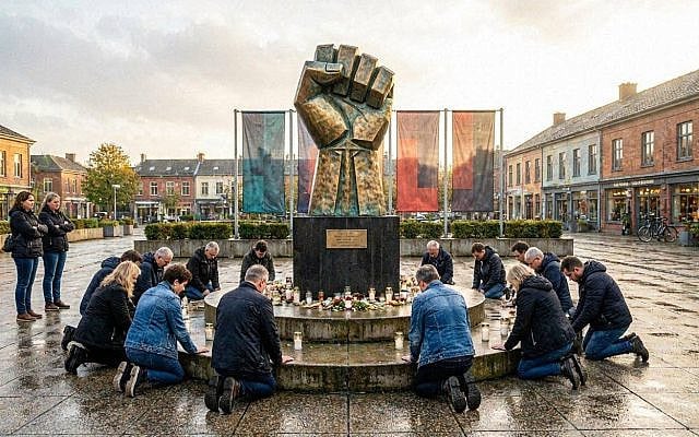 AI Generated Image of People Bowing Down to an Idol of Social Justice