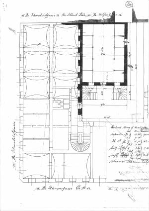 Grundrissplan, ehemalige Synagoge in der Stumpergasse 42. (courtesy)