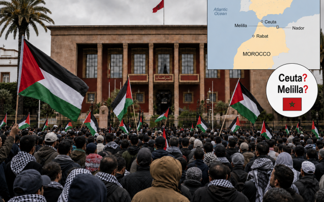 Morocco’s keffiyists will march for every occupied land on earth, except their own. (AI-generated).