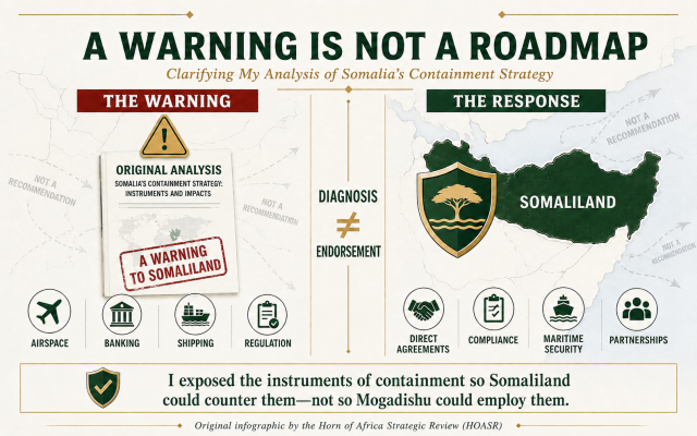 A Warning Is Not a Roadmap-
Clarifying My Original Analysis of Somalia’s Containment Strategy A Warning Is Not a Roadmap-
Clarifying My Original Analysis of Somalia’s Containment Strategy