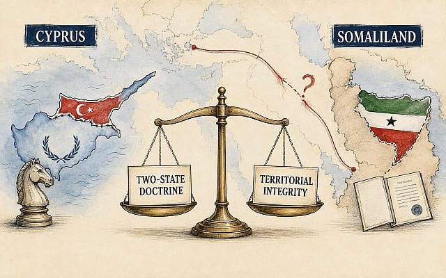 Turkiye's contrasting Cyprus and Somaliland doctrines- a geopolitical double standard. Credit: Original HOASR editorial infographic;public domain style artwork. Turkiye's contrasting Cyprus and Somaliland doctrines- a geopolitical double standard. Credit: Original HOASR editorial infographic;public domain style artwork.