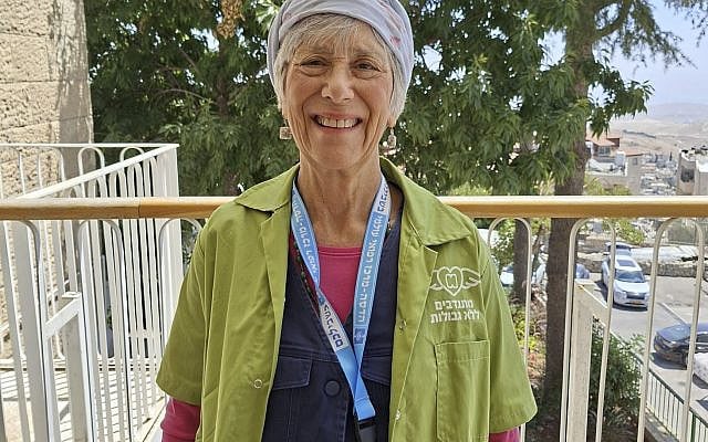 The author on the patio of Hadassah Hospital Mount Scopus Hospice. Photo courtesy of the author.