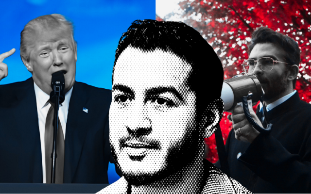 Images of Trump, El-Sayed, and Piker from Wikimedia Commons; design by me.